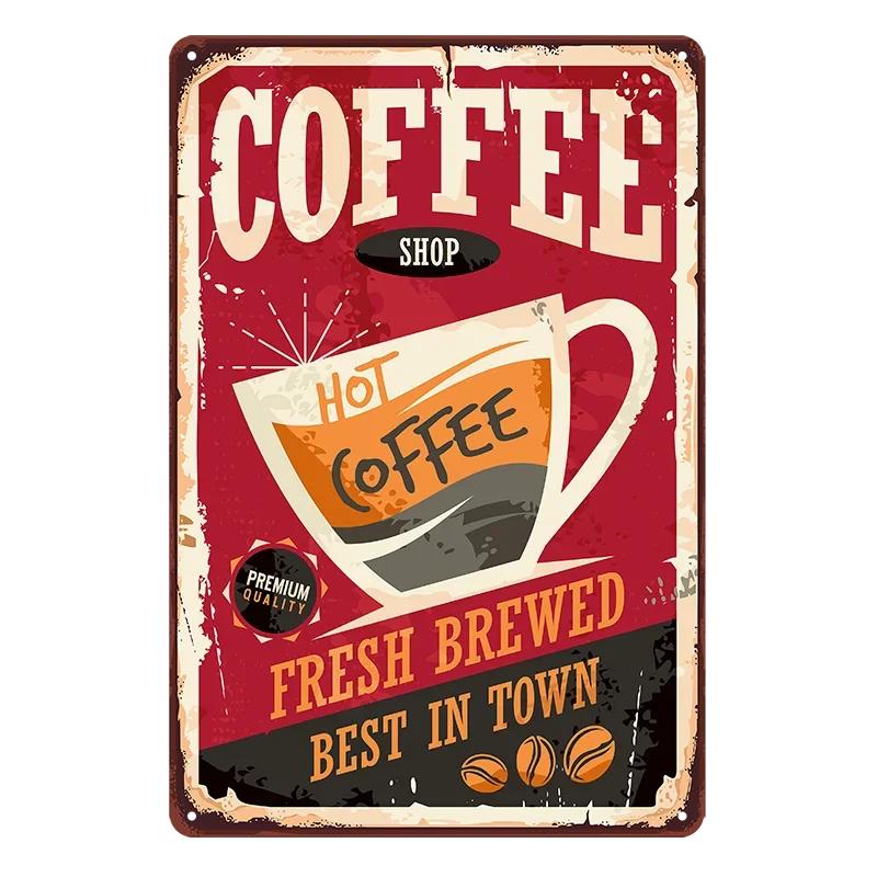 Vintage Coffee Bar Metal Tin Signs Decor Wall Art Sign Posters Wall Decoration Coffee Plaque Sign Cafe