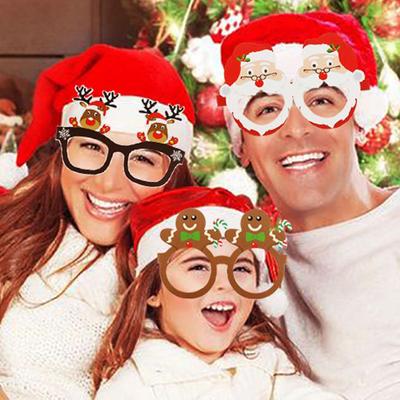 9pcs 2024 Christmas Glasses Santa Claus Snowman Snowflake Tree Elk Paper Glasses Party Photo Props Christmas Decoration For Home