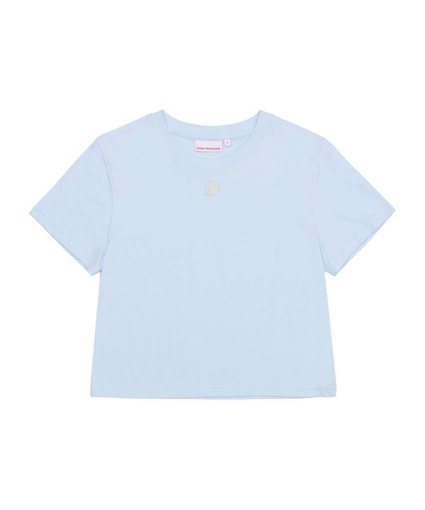 AMES-WORLDWIDE Basic Small Logo Crop Tee Blue
