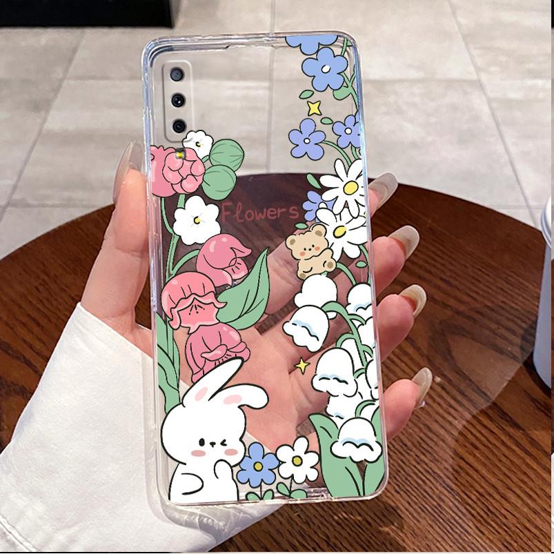 Case For Samsung A7 2018 Casing Samsung Galaxy A7 2018 Phone Case A750 A750F Lovely Rabbit Clear Soft Silicone Protective Cover