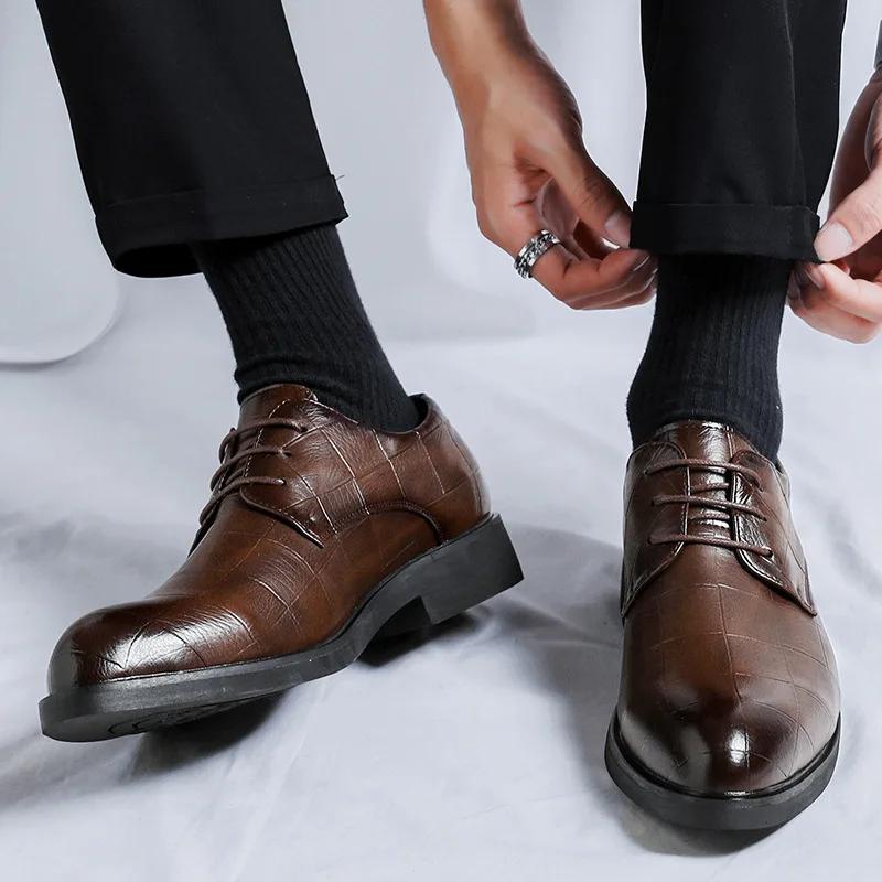 Fashion Spring Autumn Business Formal Black Casual Shoes for Men Fashion New Designer Microfiber Dress Shoes Male