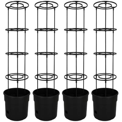 Pot For Growing Tomatoes With A Ladder For The Balcony, Black, 30 Cm, Set Of 4