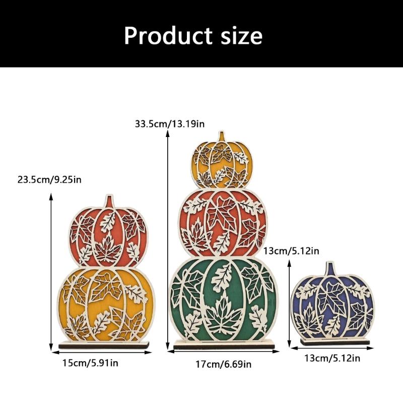 Fall Wooden Table Signs with Led Light r Autumn Thanksgiving Tiered Tray Decors Tabletop Centerpieces Pumpkin Block Sign