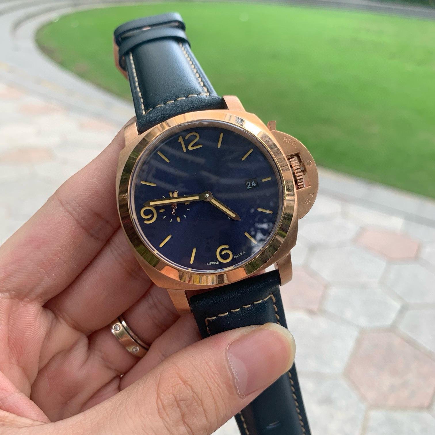 

Rose Gold Luminor PAM00312 Automatic Men s Watch with Cowhide Strap