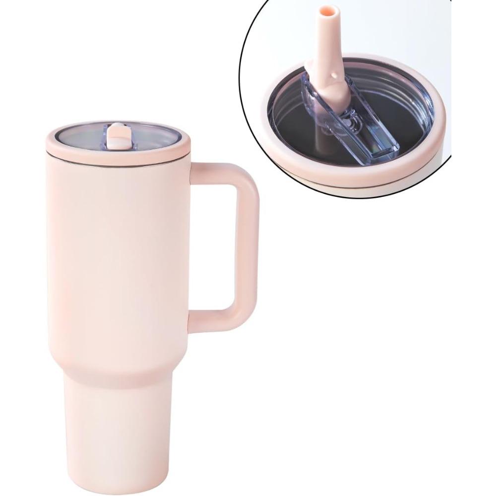 40 Oz Insulated Mug with Handle and Flip Top Straw, Double Wall Vacuum 12 Hour Insulated Water Bottle Leak Proof BPA Free