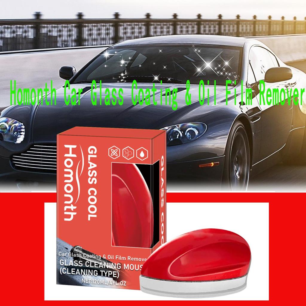 120ml Homonth Car Glass Glossy Powerful Car Windshield Cleaner Oil Film Remover Car Window Glass Cleaner Removes Dirt Car Cleaning Brush