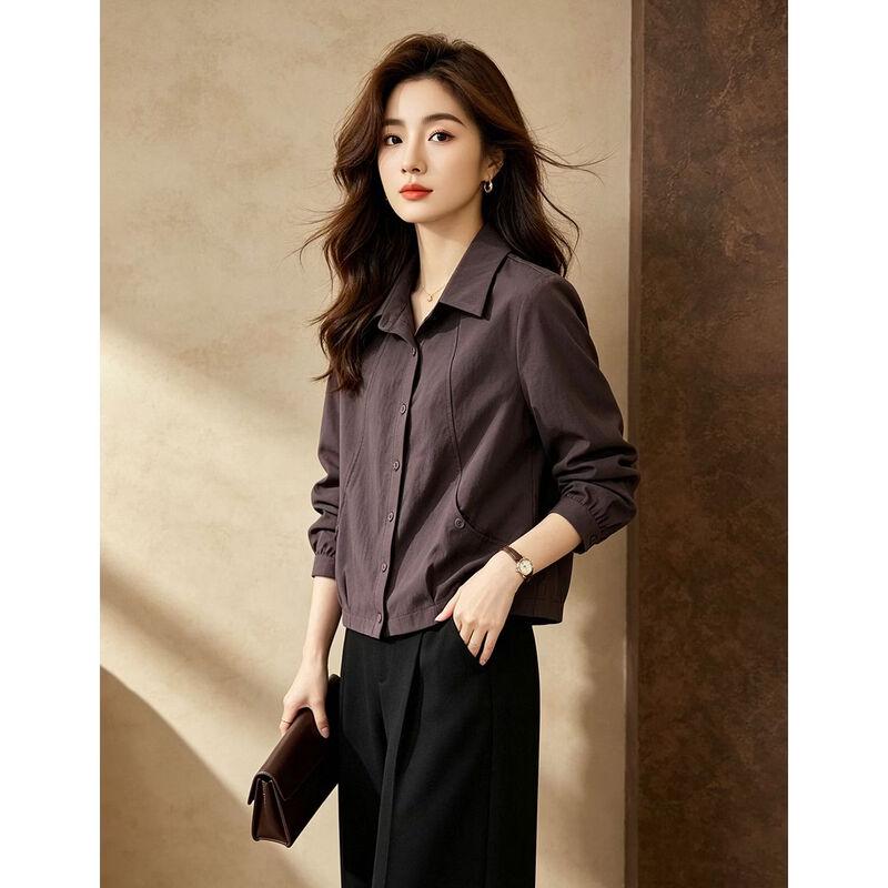 D.F.DEAR Autumn Lapel Button-Down Blouse