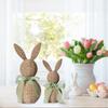 2 Pieces Knitted Easter Bunny Ornament, Figurine, Desk Decoration