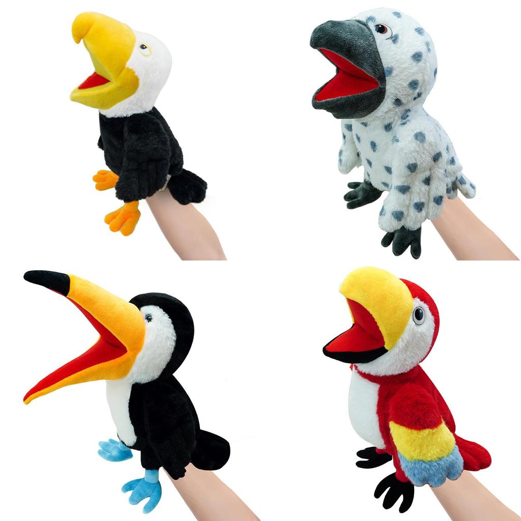 New Cross-border Bird Animal Hand Puppet Large Beak Parrot Toy For Soothing Kids Wholesale Eagle Doll