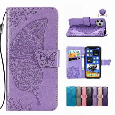 Husă Tip Portofel Flip din Piele cu Model Fluture Pentru Motorola Edge 40 50 Moto G85 Apple iPhone 17 11 12 13 14 15 Pro Max 16 Plus Google Pixel Oneplus