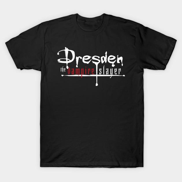 

Men Black Print T-shirt Dresden The Vampire Slayer No-Cut Transfer Paper Print Cotton Tshirt S чёрный