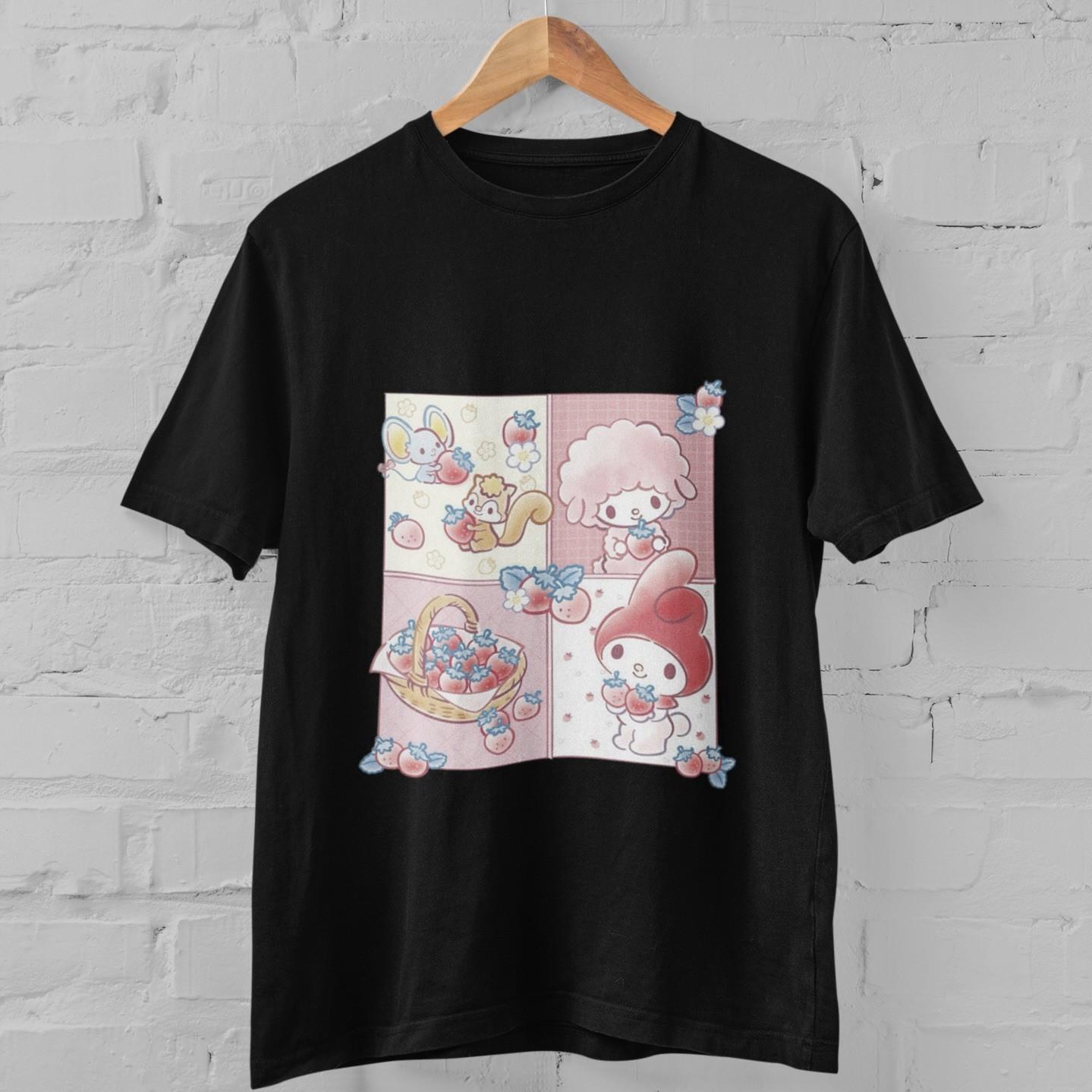 Sanrio My Melody Pink My Sweet Piano Strawberry Cute Graphic Kawaii T-Shirt Top L