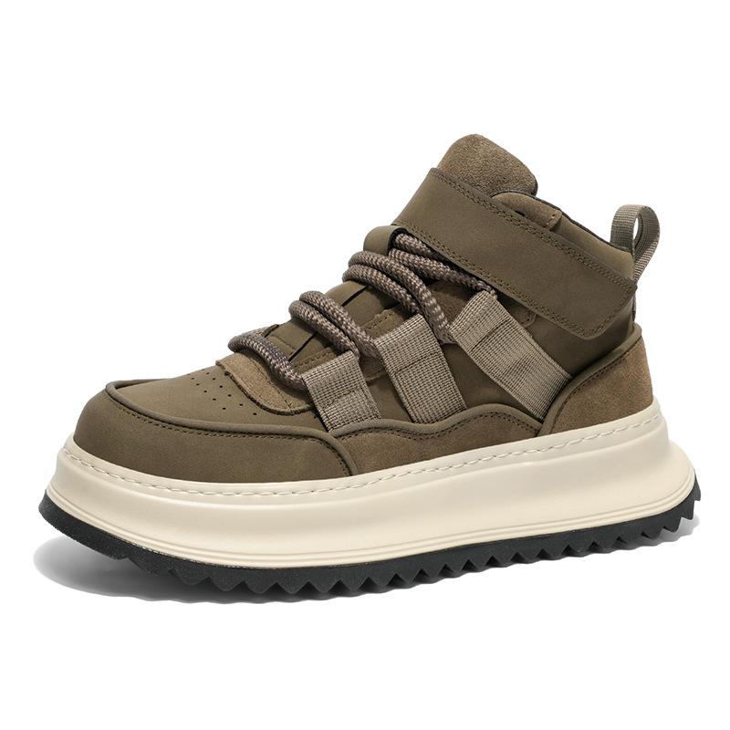 European station men's shoes live broadcast autumn and winter high-top casual sports board shoes trendy students versatile thick-soled heightening da