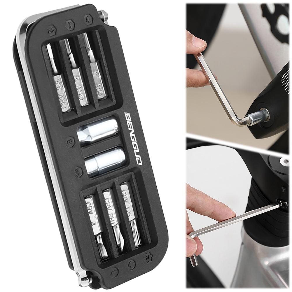 10-in-1 Bicycle Multi-Tool Multifunctional Bikes Small Size Tool Hexagon Wrench Bit Socket Set Tool Bike Mechanic Tool Kit China Mainland
