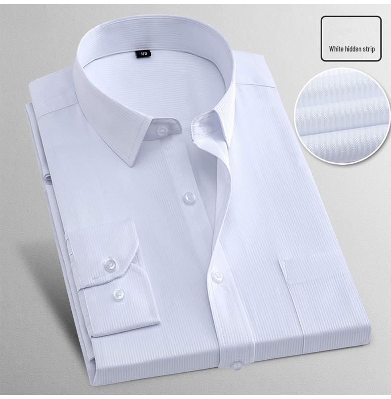 Men's Solid Color Long-Sleeve Business Shirt - Formal Workwear
