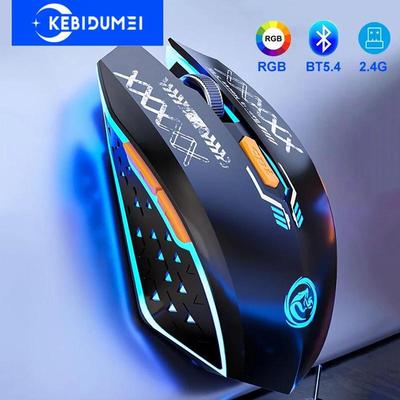 Mouse Bluetooth a doppia modalità Mouse wireless 2.4G 6 tasti Retroilluminato Ricaricabile Mouse da gioco 1600DPI Mouse ottico per PC Laptop