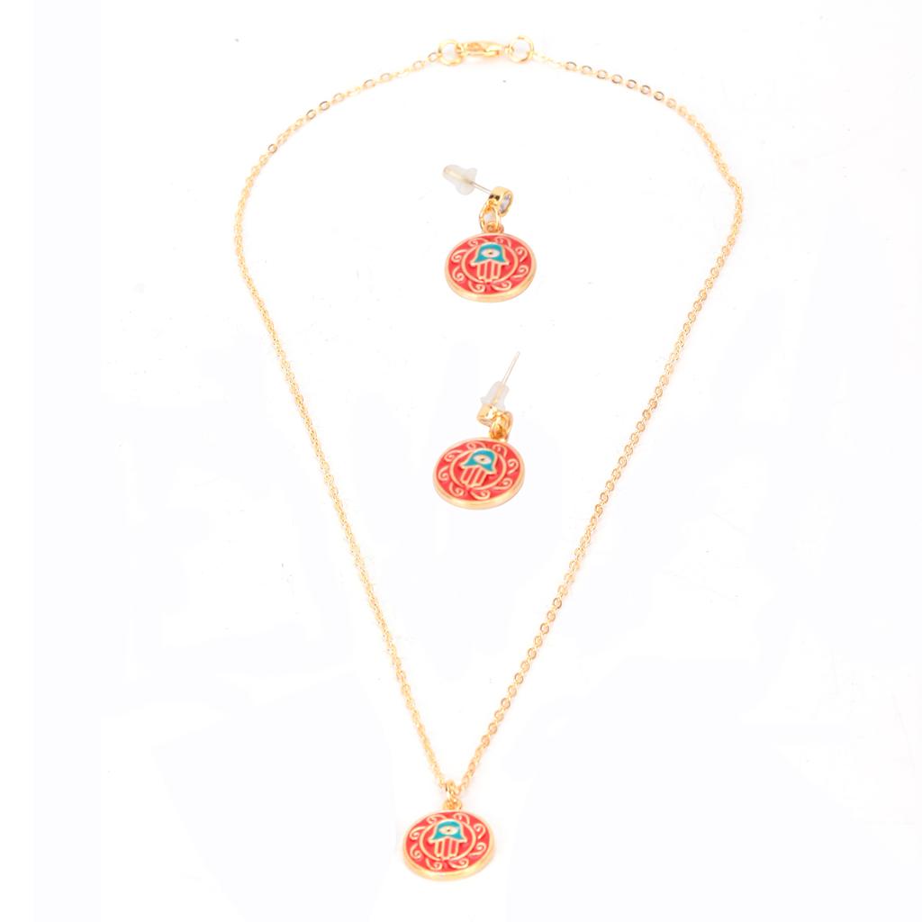 Necklace Earrings Set Red Stylish Simple Pendant Eardrop Suit for Clothing Decoration Gifts
