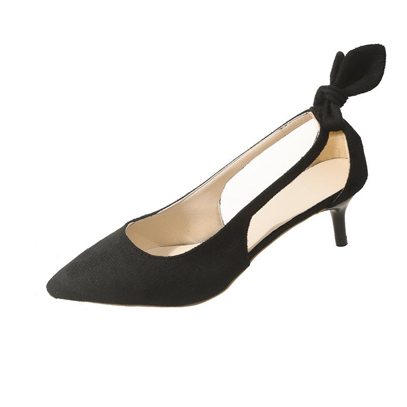 

2025 summer new bag head pointed side empty one-word outer wear simple versatile one-pedal temperament high heels 34