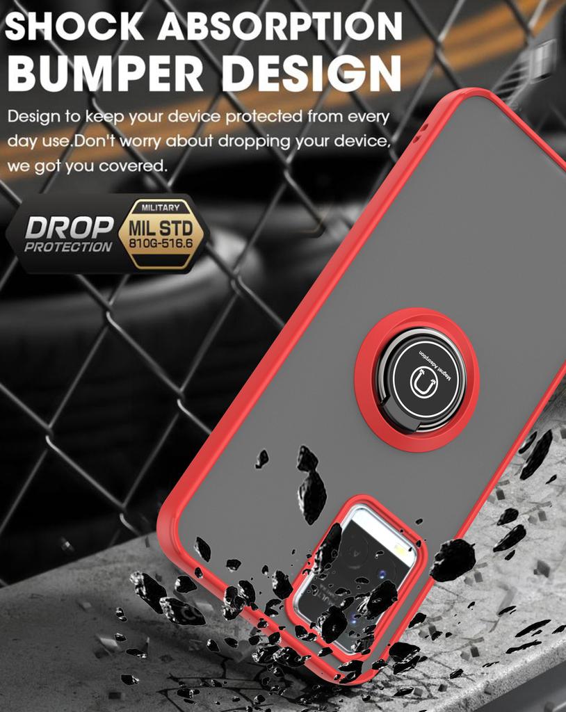 Magnetic Ring Holder TPU Bumper Shockproof Case For VIVO Y21 Y21S Y33S Y20 V21 V21E Y17 Y15 Y12 Y11 Matte Hard PC Back Cover