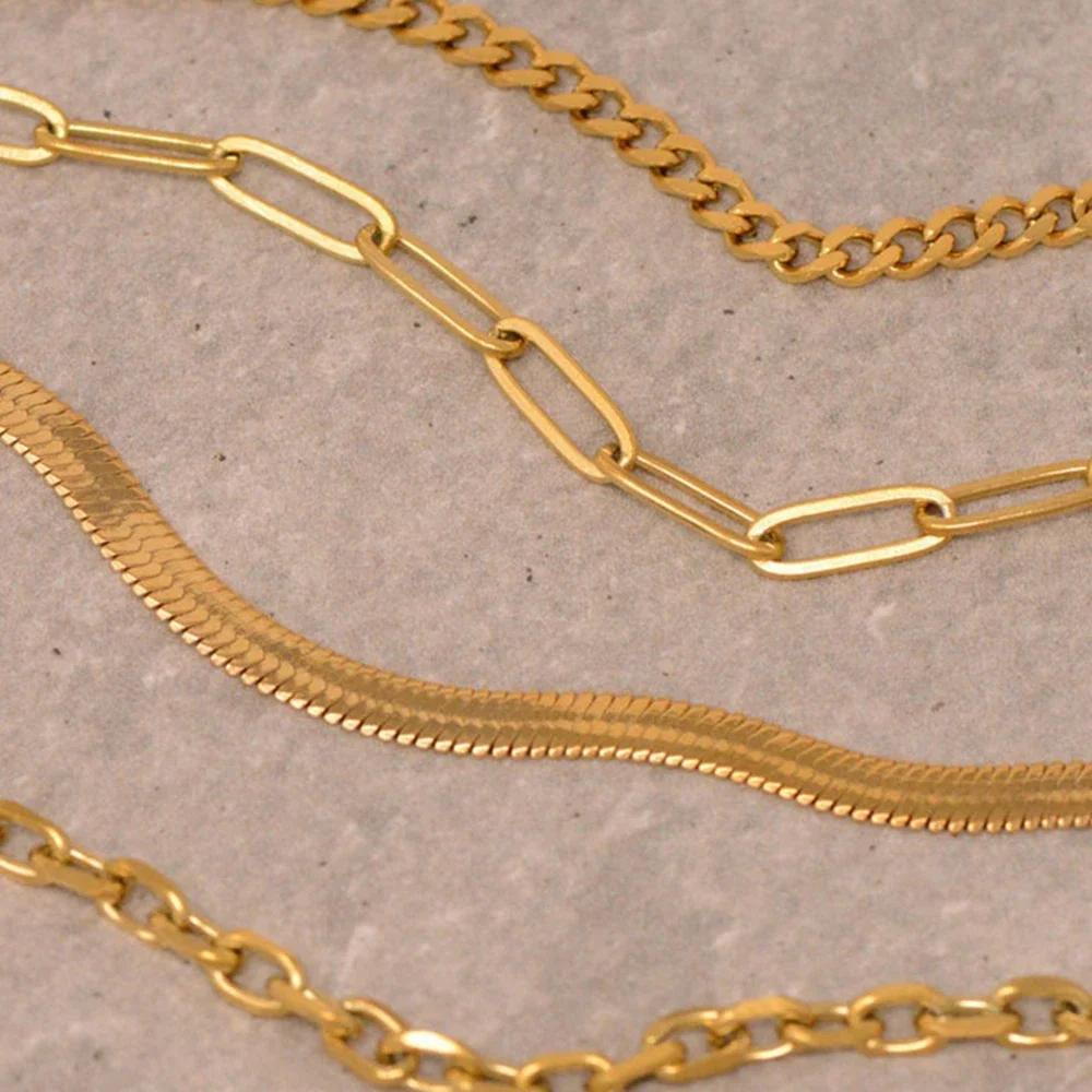 Fashionable 2025 Women's Jewelry Gift Set - 4 Pcs New Trendy Classic Golden Twist Cuban Snake Chain Bracelets