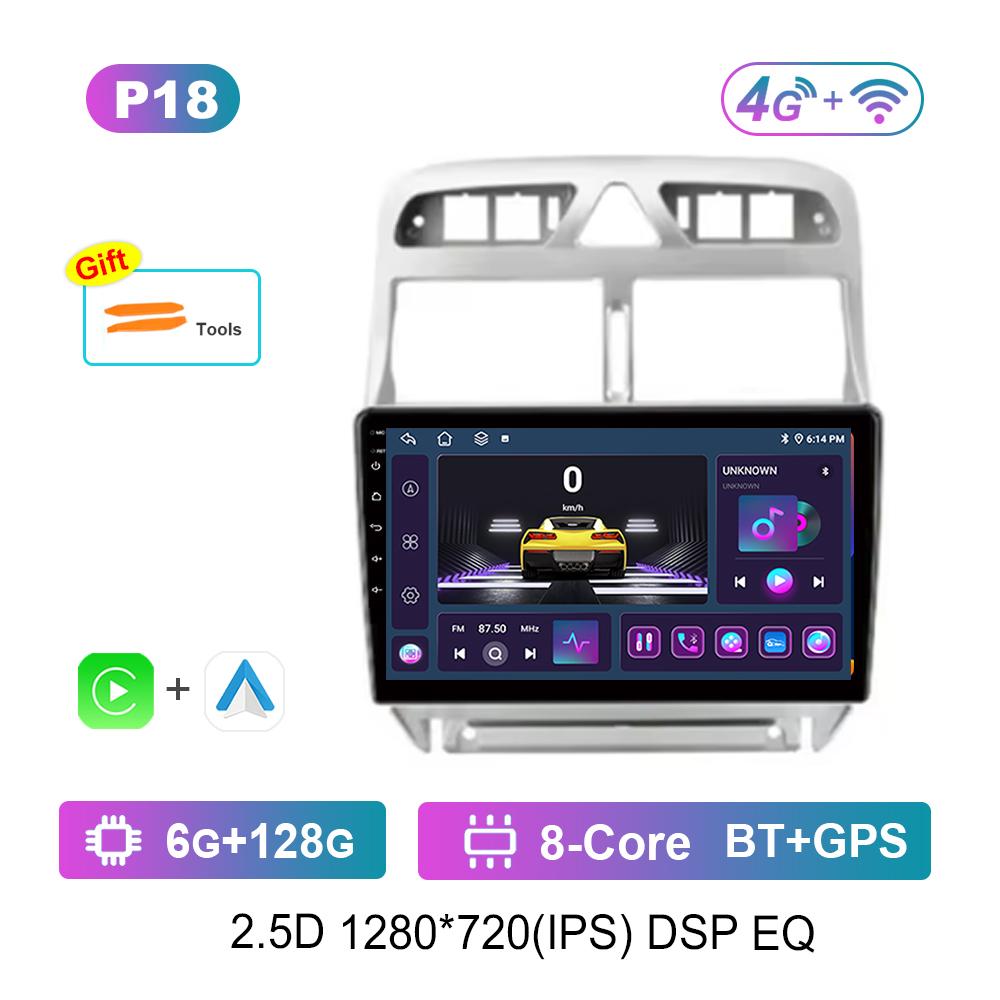 9 Inch Car Radio Multimedia Player Android for Peugeot 307 307CC 307SW 2004 - 2013 GPS 4G Carplay BT Split Screen Auto Tools