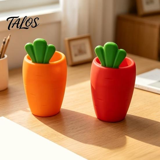 Office Supplies Desk Organizer 3D Printed Carrot Pen Holder, Cute Desktop for Pencils and Makeup Girls Brushes, Large Capacity Stationery Storage