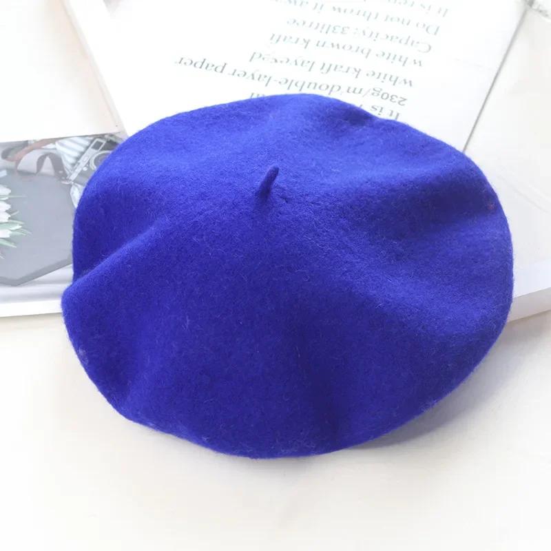 Winter Autumn Wool Thick Berets Artist French Retro Plain Multi-color Women Painter Hat Girls Female Warm Walking Outdoors Caps