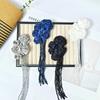 Satin Material Fabric Flower Appliques Crystal Beads Hand-Sewn Embellishments  For Hair Clips