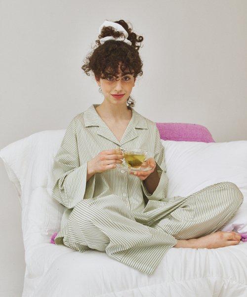 [OGGITT] Dormitory Double Ticking Stripe Pajamas Green [Shipped from Korea] 100% Authentic