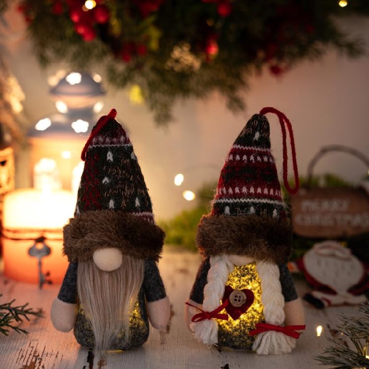 Glowing Fabric Dwarf Doll with LED Light Christmas Tree Hanging Decoration For Kid Room Nursery Holiday Decoration