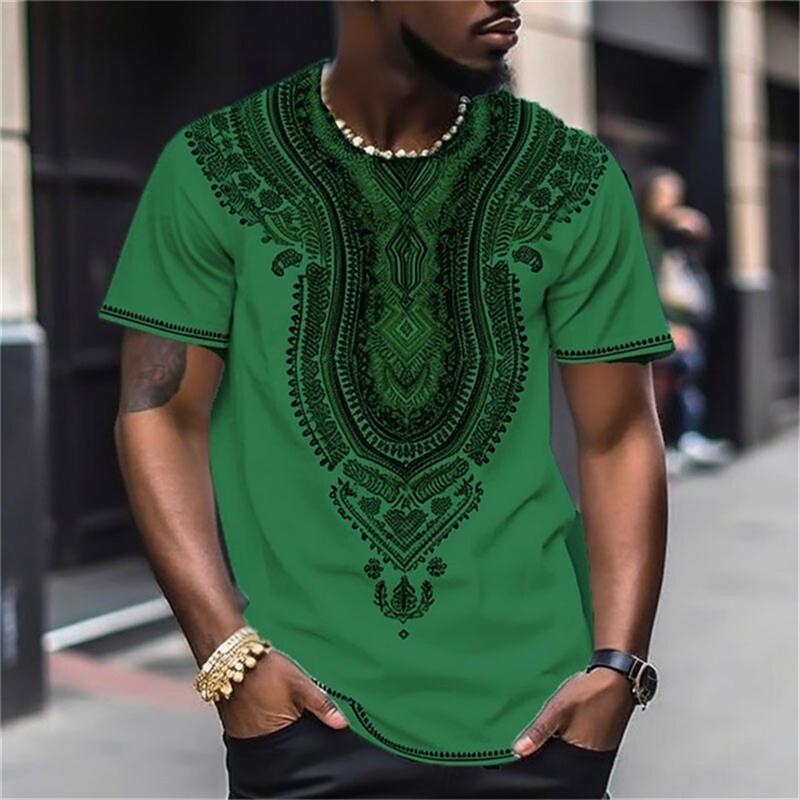 Fashion Men's T Shirt National Style Summer Men Retro Tees 3D Print Casual Short Sleeve Loose Oversized Tees For Tops Clothing