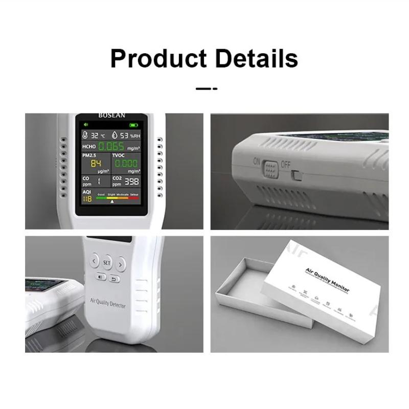 2026 Multifunctional Air Quality Monitor CO2 CO PM2.5 HCHO TVOC Temperature Humidity Meter Home Air Quality Detector Real Sensor Voice Alarm for Home