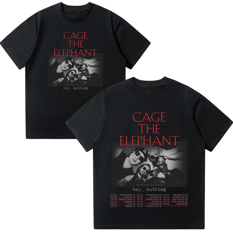 

Cage The Elephant Tour 2025 T Shirt Spring/Summer High Quality Cotton Tees for Women Men Punk Vintage Gothic Soft Tops XS чёрный