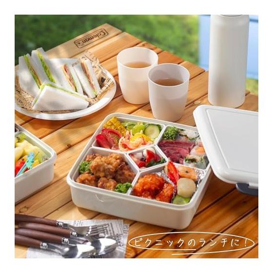 Inomata-k Lock Lunch Box (With Core) White Set of 2 Made in Japan Lunch Box Storage Container 9883
