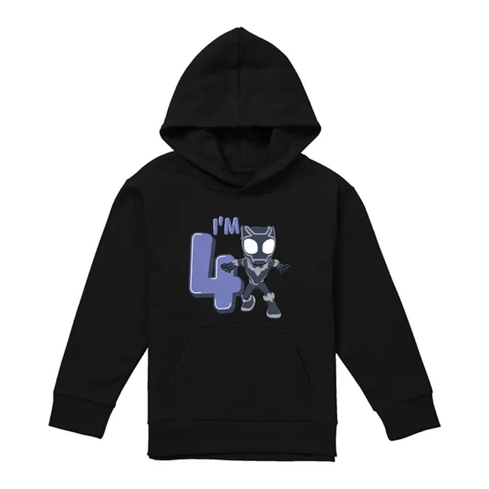 Black Panther Childrens/Kids Cute 4th Birthday Hoodie