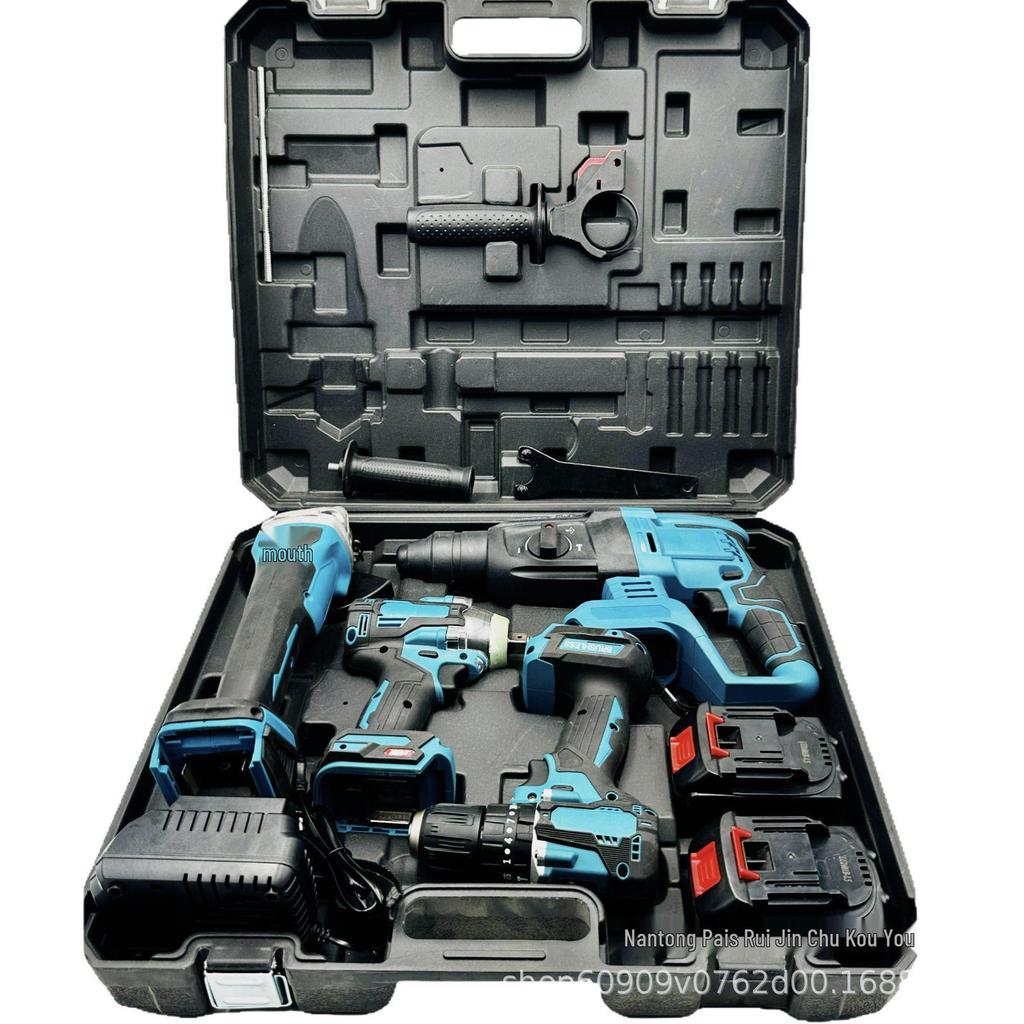 Brushless Electric Tool Set: Impact Drill, Angle Grinder, Wrench, Lithium Battery, Four-Piece Kit