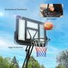 245-305cm Adjustable Basketball Hoop and Stand, with Wheels, Black