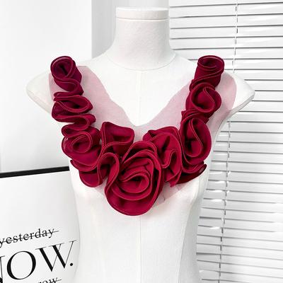 1PC Dress Applique DIY Clothing Accessories Fashion Cloth Fabric Collar Flower Chest Flower Sewing Flower Patches