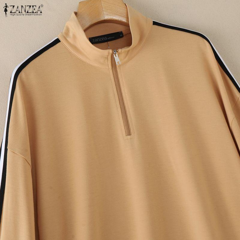 ZANZEA Women Casual Stand Collar Long Sleeve Blouse
