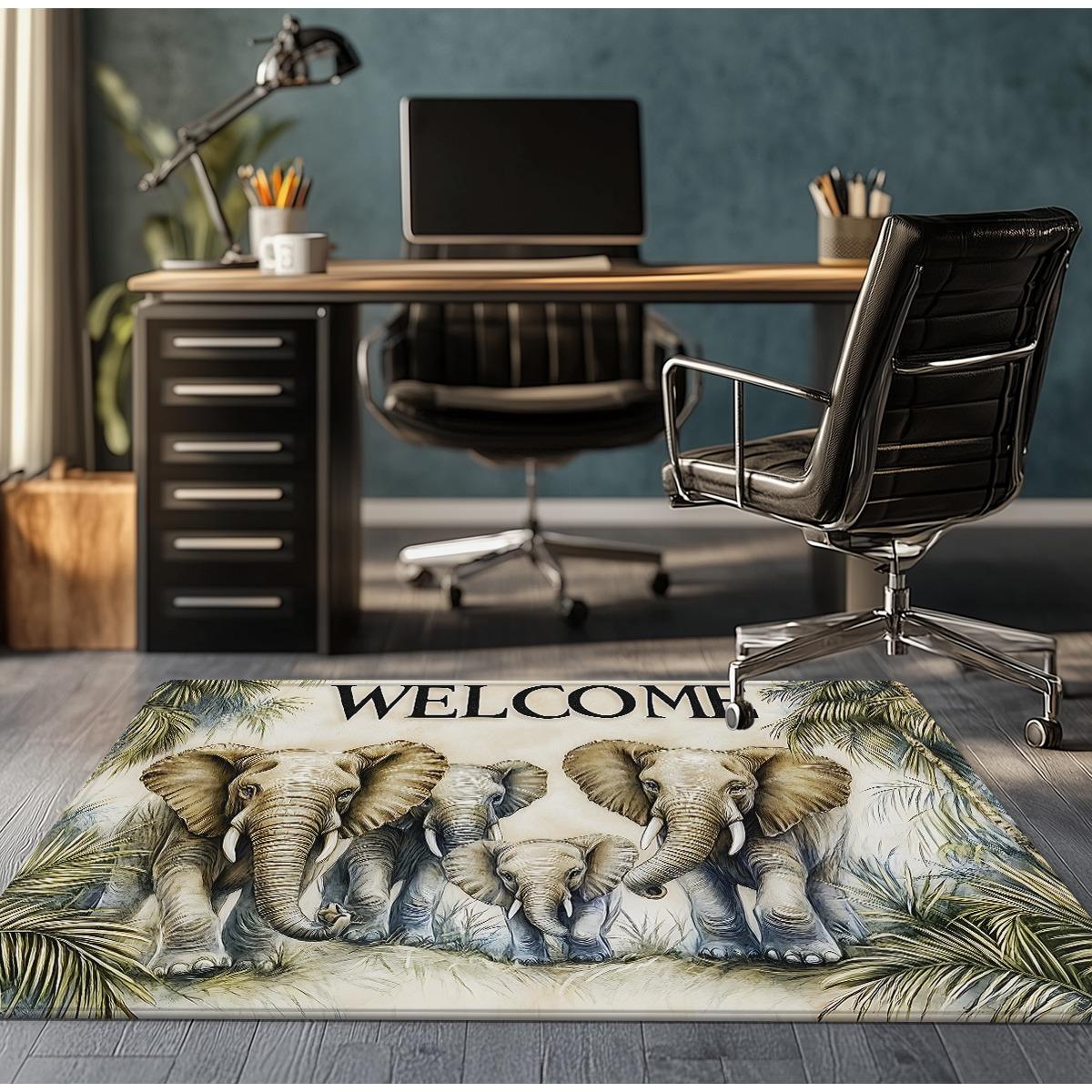

Elephant welcomejungle animalprintplush carpet living room bedroomfloormat soft anti slip home decor art rug for kids and adults 60x90cm
