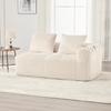 Cozy Corduroy Two-Seater Sofa – No Assembly, Soft Back Cushions, Side Storage Pocket for Remote Control and Phone, Cup Holder – Neat and Aesthetic.