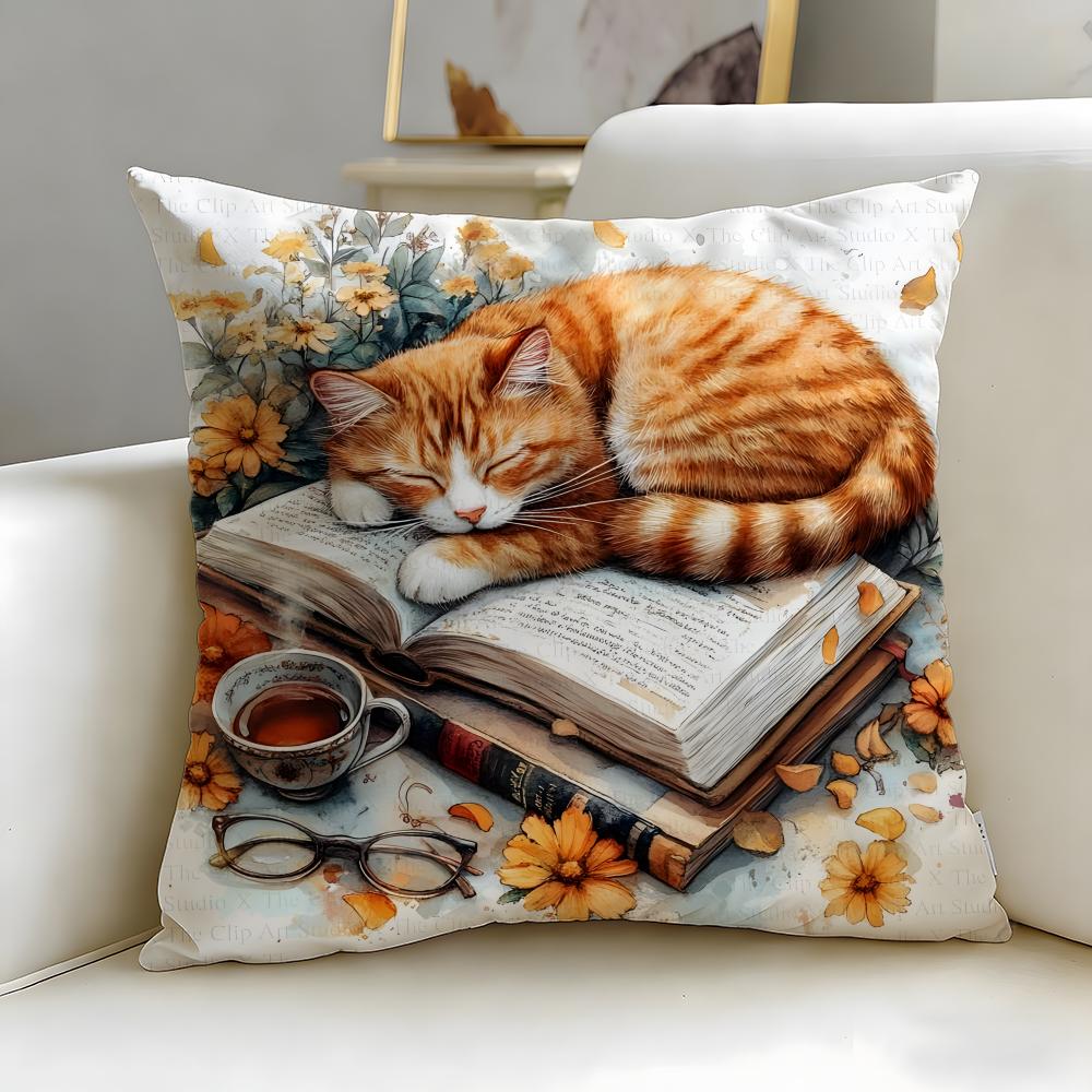 Classic Animal Cat Cushion Cover Soft & Easy-Wash Pillow Case – Versatile for Couch, Bed, Travel and Office