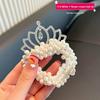 Kids Crown Headband & Princess Hair Ties: New Trendy Pearl Hair Ropes for Little Girls, Perfect for Bun Hairstyles and Ponytails