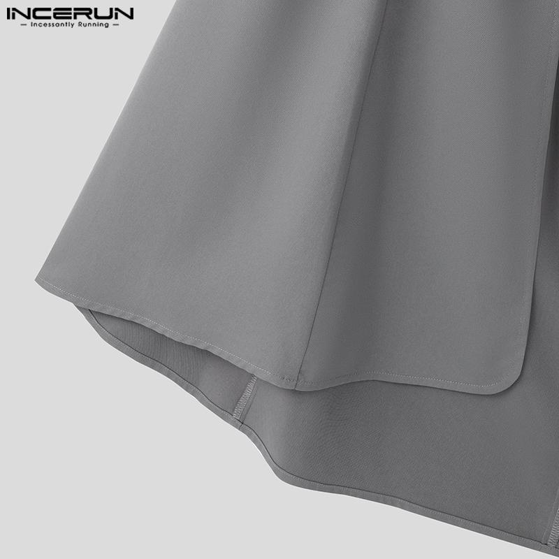 INCERUN Men Spring Open Front Loose Irregular Cloaks Mantle