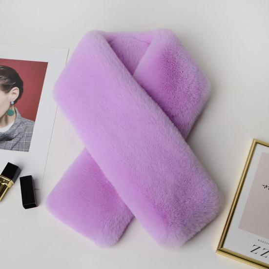 Cross Scarf Faux Rabbit Fur Double-sided Soft Washable Thickened Keep Warm