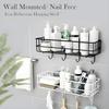 2 Pcs Stainless Steel Bathroom Shelf for Wall | Self Adhesive Bathroom Organiser | 4 Hooks for Towel Holder | Space-Saving Wall Mounted Bathroom Shelf