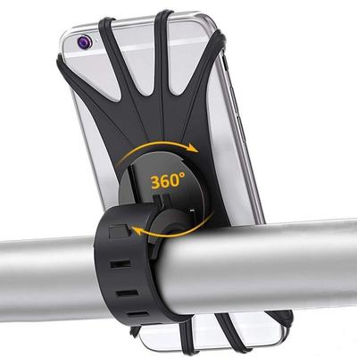 Soporte para teléfono de bicicleta, rotación de 360 ​​°, soporte para teléfono de bicicleta de silicona, soporte Universal para manillar de motocicleta