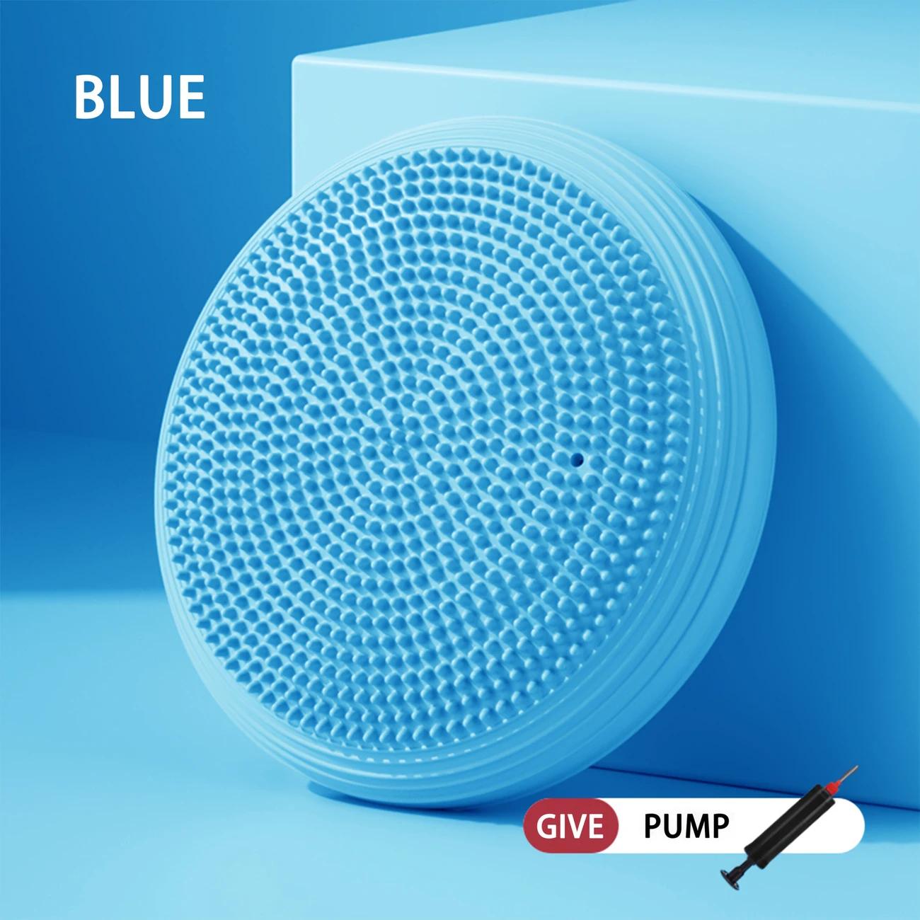 

Набор из 2 предметов Надувной тренажер для кора Набор подушек для баланса для йоги из ПВХ-материала для йоги, пилатеса и тренировки баланса Pad+Pump синий