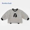 Felpa Girocollo a Maniche Lunghe a Righe in Misto Cotone per Bambini