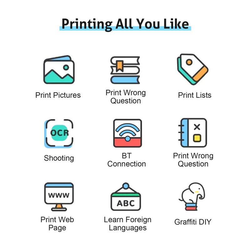 Mini Portable Photo Printer Pocket Thermal Printing Impresoras Bluetooth-compatible For Mobile Phone Android and iOS Gifts